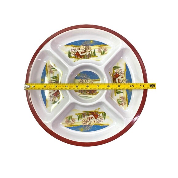 Christmas Winter Theme Divided Vegetable Chip Dip PARTY TRAY Melamine - Picture 5 of 11